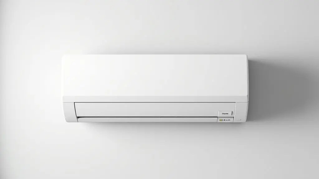 Análise completa para saber se o ar-condicionado Britânia é bom, mostrando um modelo split branco, moderno e sem marca em um fundo de estúdio.
