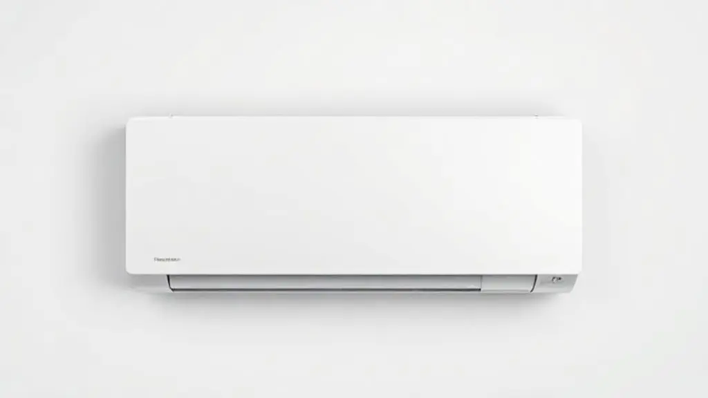 Um ar-condicionado com tecnologia Inverter, moderno e branco, em fundo neutro, destacando seu design e eficiência para climatização residencial.
