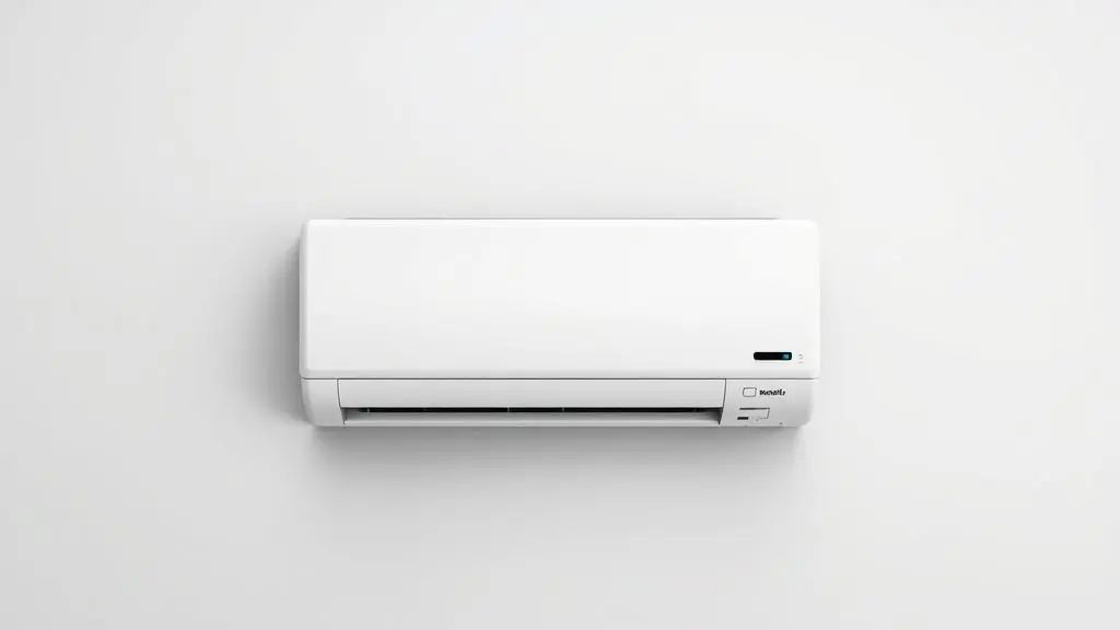 Unidade de ar condicionado split moderna instalada em uma parede, ilustrando as causas comuns para um ar condicionado que não está gelando.