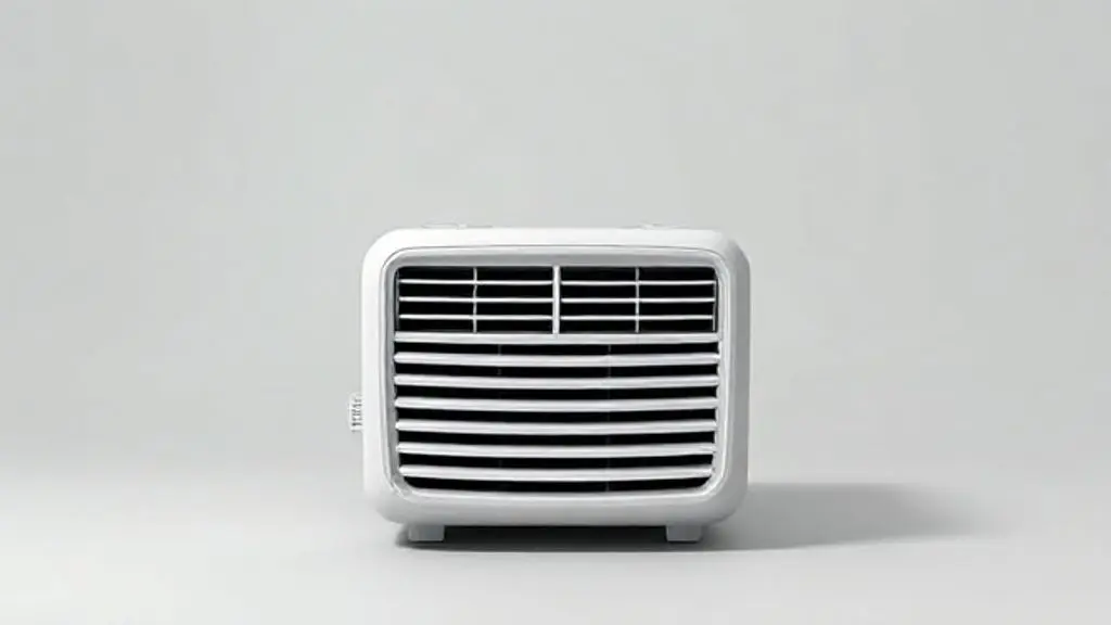 Um ar-condicionado portátil para carro, moderno e sem marca, exibido em fundo neutro, destacando seu design para climatização veicular.