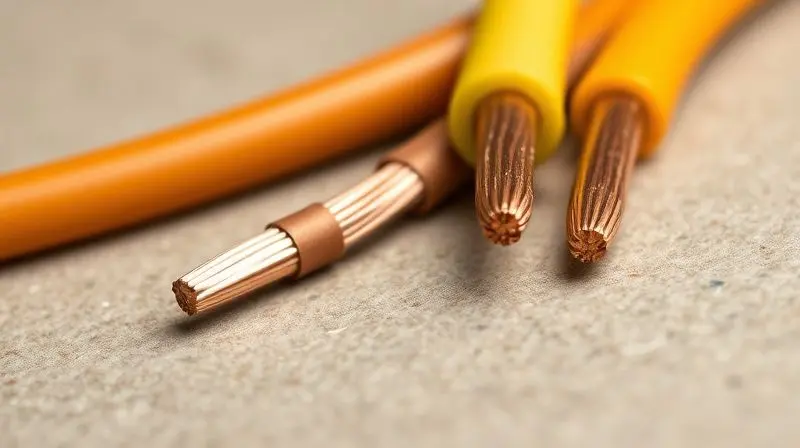 Comparativo de fios elétricos com diferentes bitolas, demonstrando a importância da escolha do cabo correto para a instalação do ar-condicionado.
