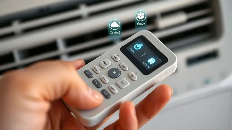 Controle remoto de ar-condicionado com ícones de funções como resfriamento, timer e modo eco, representando as características dos modelos Agratto.