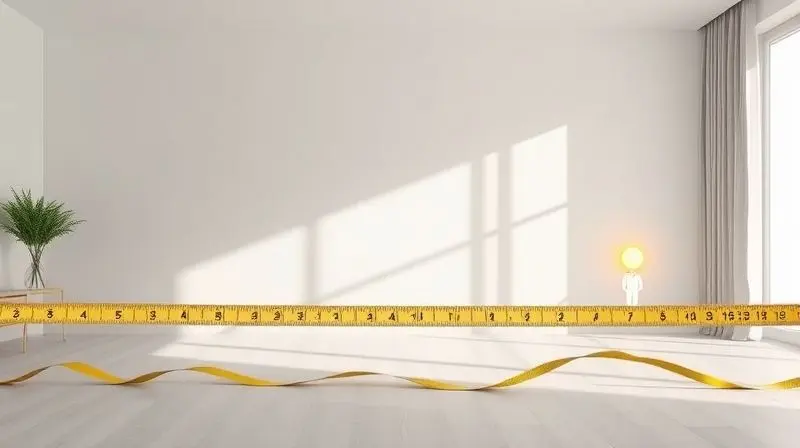 Ilustração conceitual de um quarto com uma fita métrica e ícones, simbolizando o cálculo de BTUs necessários para o ar-condicionado.