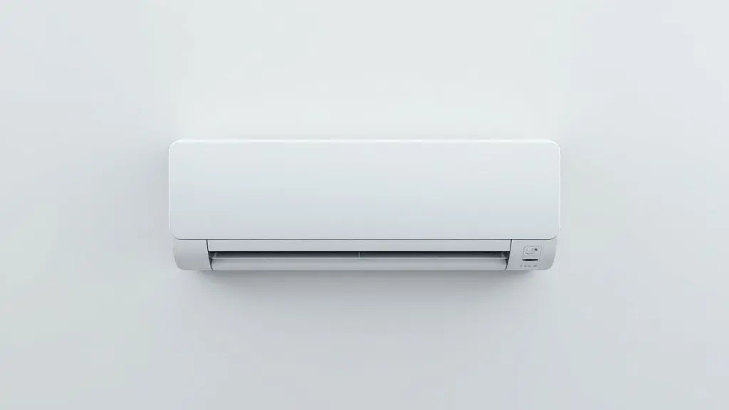 Ar-condicionado moderno na parede de um ambiente clean, representando a importância de escolher a potência correta em BTUs para climatização eficiente.