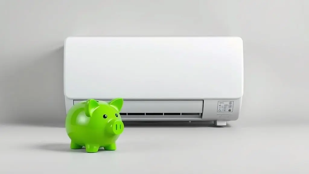 Ar-condicionado moderno e econômico em destaque, simbolizando a eficiência energética e a economia na conta de luz ao escolher o aparelho certo.