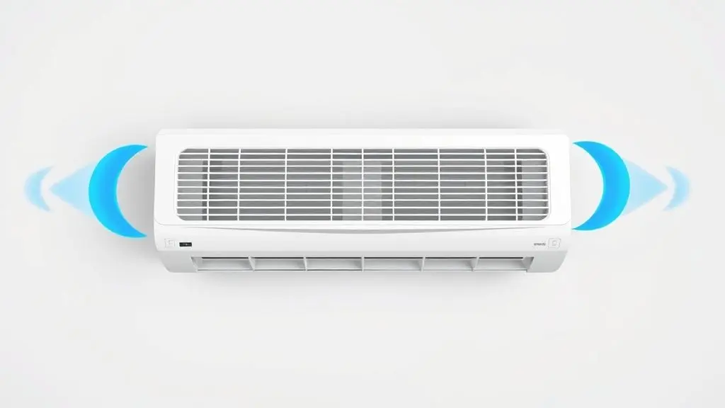 Ar-condicionado split branco moderno e sem marca em fundo neutro, representando o conceito de potência BTU para refrigeração de ambientes.