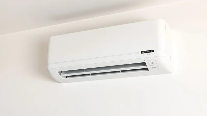 Unidade de ar-condicionado limpa e bem cuidada em uma parede, representando a forma correta de uso para evitar a formação de mofo.