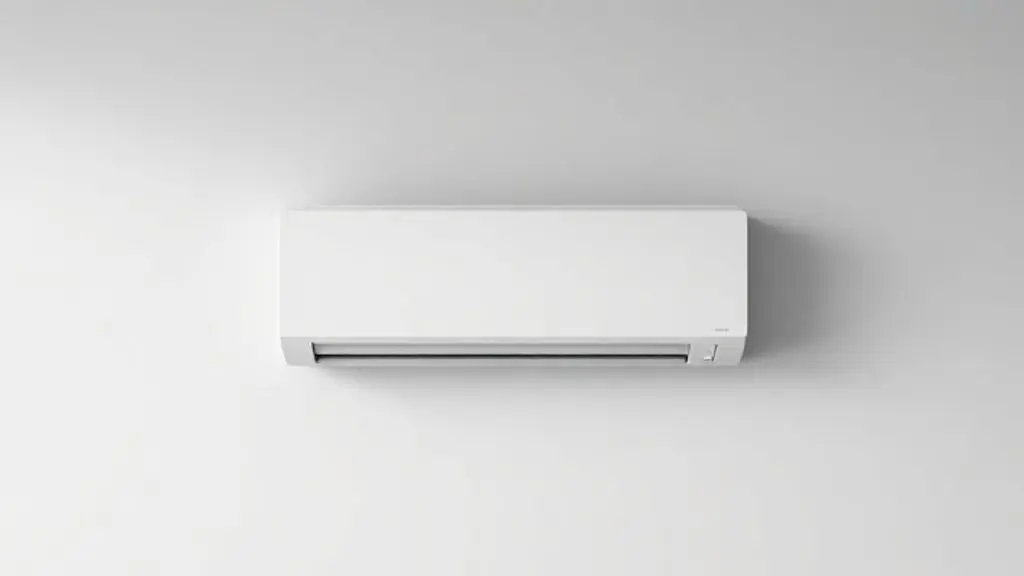 Guia passo a passo de como instalar ar-condicionado, com a imagem de uma moderna unidade split branca instalada em uma parede de cor neutra.