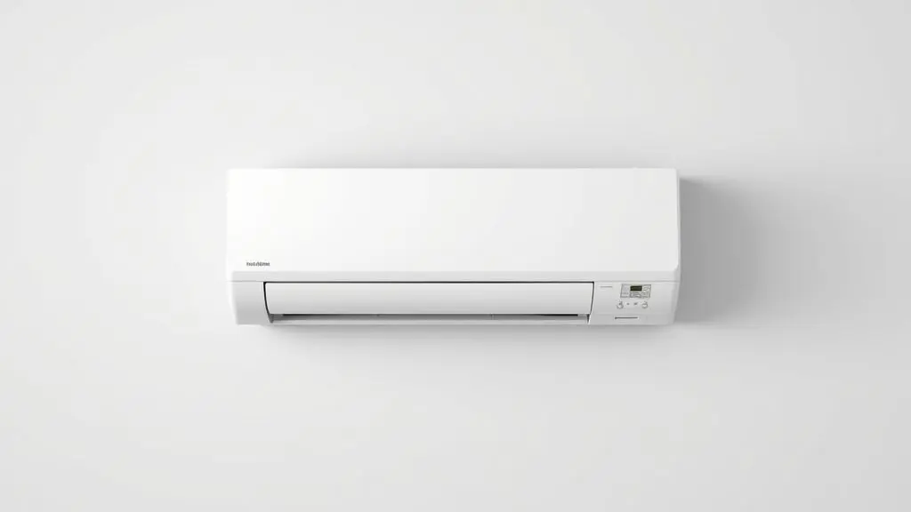 Imagem de um ar-condicionado split moderno de 12.000 BTUs em destaque, simbolizando o cálculo do consumo de energia do aparelho.