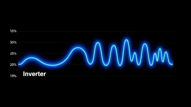 Gráfico conceitual mostrando a diferença no consumo de energia entre um ar-condicionado Inverter, com uma onda suave, e um modelo tradicional.