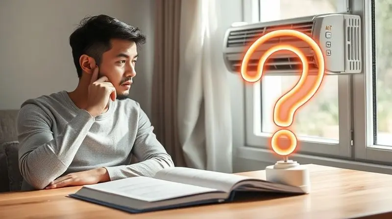Pessoa com o controle remoto na mão e um manual, tirando dúvidas frequentes sobre o funcionamento do ar-condicionado Electrolux.