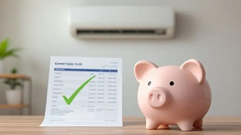 Um cofrinho em forma de porco ao lado de uma fatura de energia com valores baixos, simbolizando a economia na conta de luz ao usar a função Sleep.