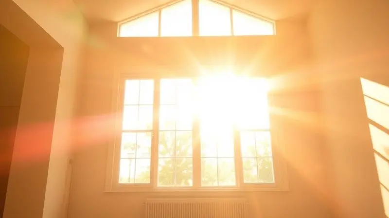 Sala de estar com forte incidência de luz solar entrando pela janela, representando um dos fatores essenciais que influenciam o cálculo de BTUs.