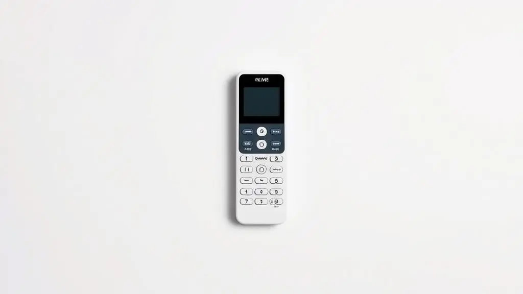 Um controle remoto de ar-condicionado moderno e branco, em fundo neutro, simbolizando o guia completo sobre suas funções e como usar o aparelho.