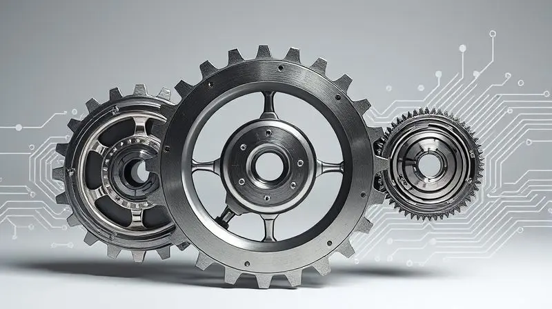 Imagem conceitual de engrenagens de precisão e tecnologia, simbolizando a longa história e a alta confiabilidade da marca japonesa Hitachi.