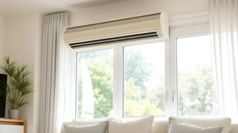 Sala de estar climatizada com a janela de vidro bem fechada, mostrando a importância de manter o ambiente vedado para o ar-condicionado gelar mais.