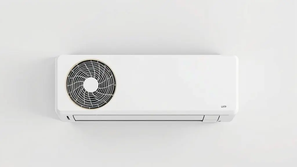 Um moderno ar-condicionado de 12.000 BTUs branco, sem marca, representando a escolha ideal de climatização para qualquer ambiente residencial ou comercial.