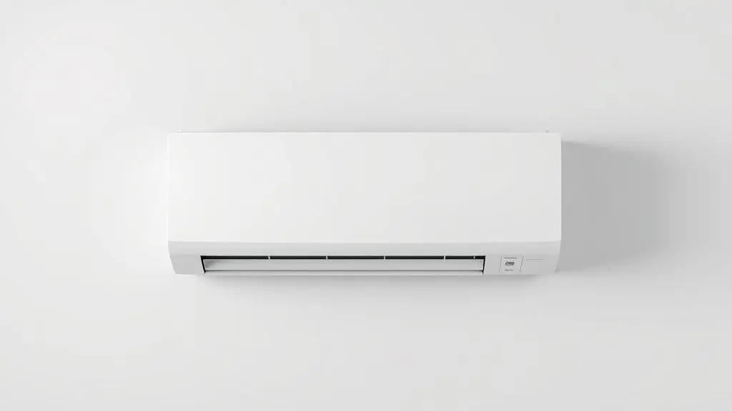Um ar-condicionado split moderno e branco, totalmente sem marca, instalado em uma parede neutra, simbolizando as melhores marcas de ar-condicionado.