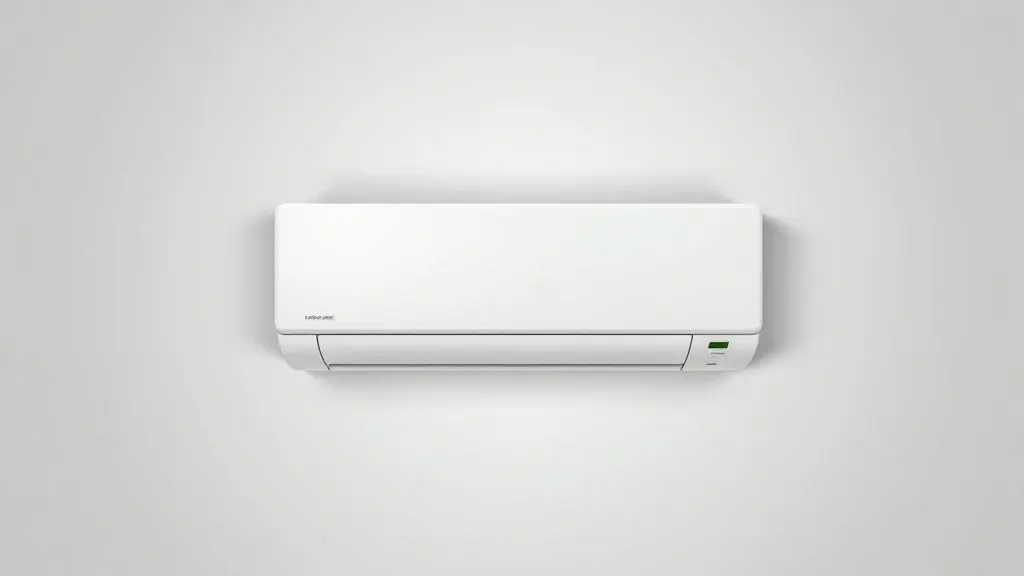 Ar condicionado de 24000 BTUs moderno e sem marca, em um fundo de estúdio, simbolizando os melhores modelos para comprar este ano.