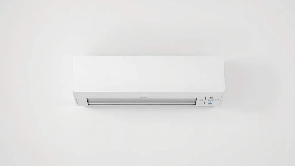 Unidade de ar-condicionado split moderna e sem marca, ilustrando o tema sobre como e quando realizar a recarga de gás para manutenção do aparelho.