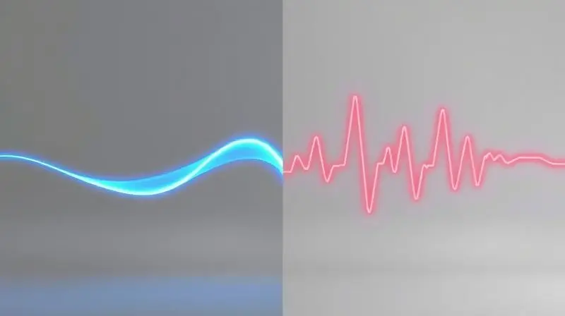 Gráfico conceitual comparando a eficiência energética da tecnologia Inverter, com uma onda de energia suave, versus a tecnologia convencional, com picos de consumo.