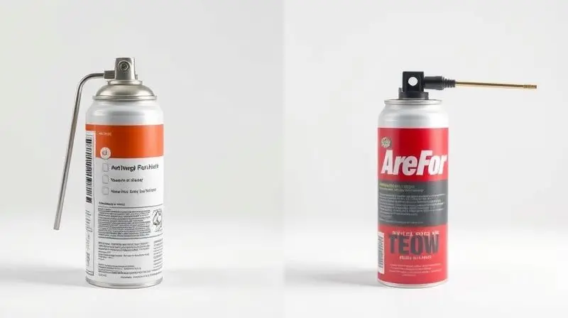 Comparativo visual entre um limpa ar-condicionado tipo granada e um modelo com sonda para aplicação direta no sistema.